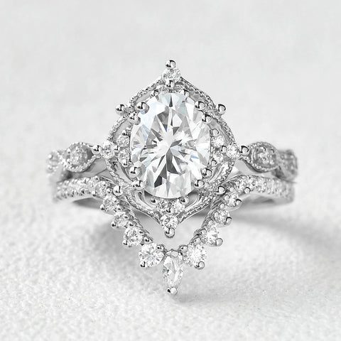 Moissanite D Color Oval Cut Filigree Anniversary Gift For Women