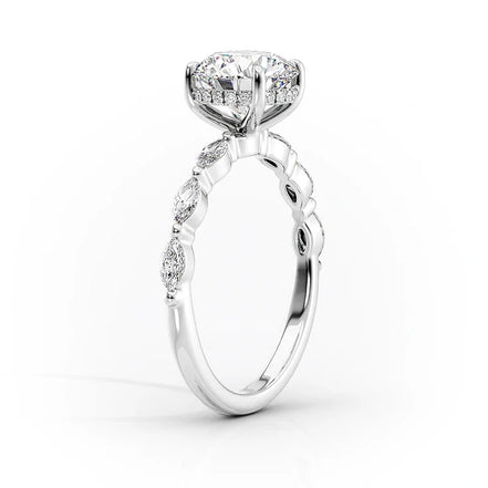 Round Cut Hidden Halo Moissanite Engagement Ring