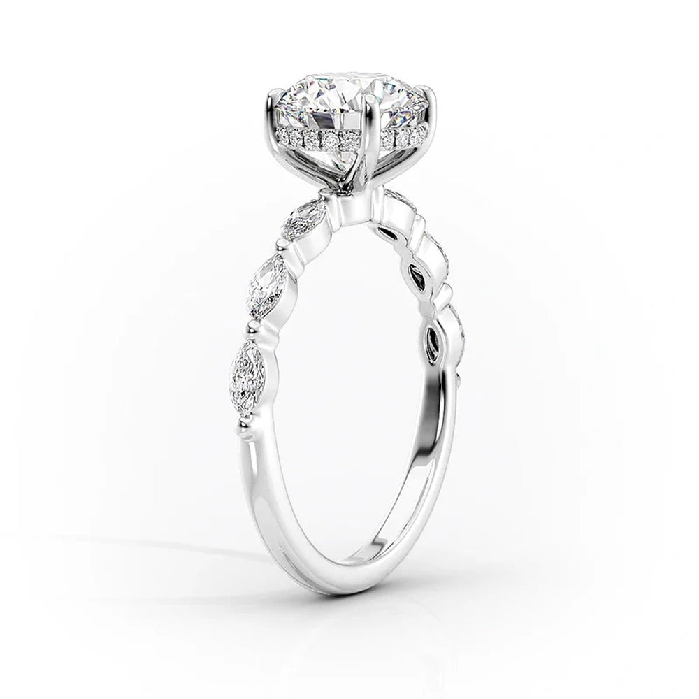 Hidden Halo Moissanite Cushion Cut Engagement Ring