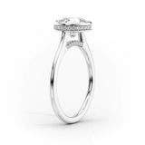 Solitaire Bezel Set Hidden Accent Oval Cut Moissnaite Ring