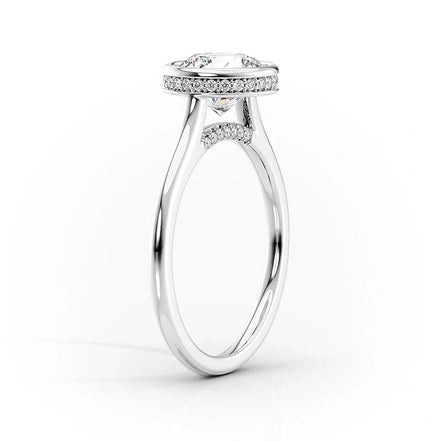 Bezel Set Hidden Accent Moissanite Round Cut Wedding Ring