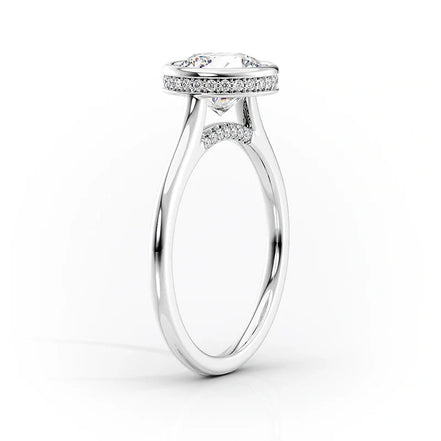 Pear Cut Bezel Set Moissnaite Hidden Accent Ring