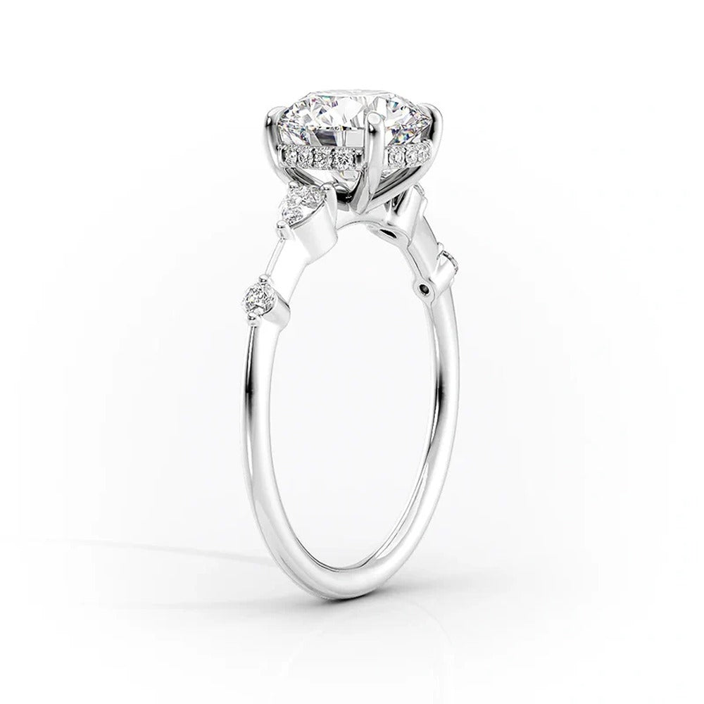 VVS1 Moissanite Five Stone Cushion Cut Proposal Ring