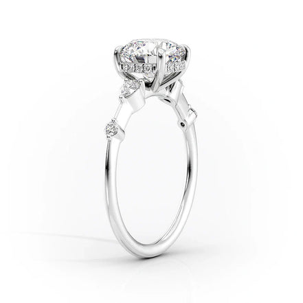 D Color Moissnaite Five Stone Pear Cut Diamond Ring