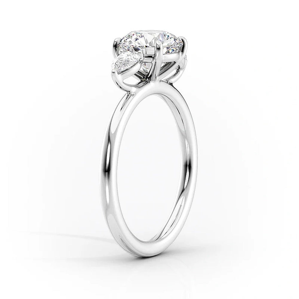 Three Stone Cushion Cut Moissanite Ring