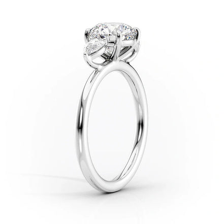 Oval & Pear Cut Three Stone Moissanite Wedding Ring