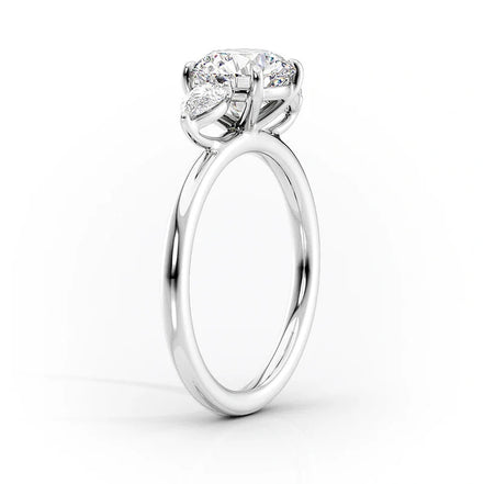 Three Stone Pear Cut Diamond Engagement Ring