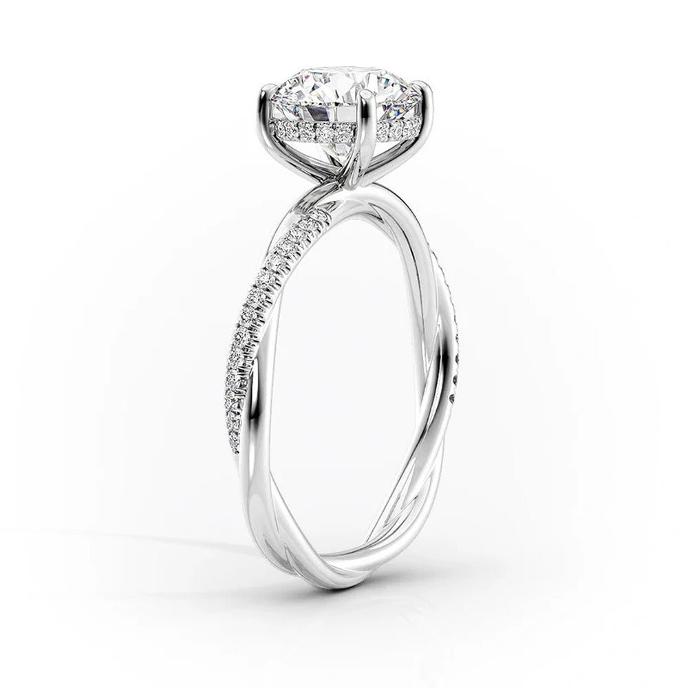 Oval Cut Moissnaite Twisted Band Engagement Ring