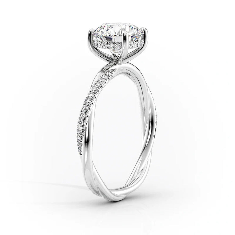 Twisted Style Pear Cut Moissnaite Engagement Ring