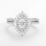 Moissanite Oval Cut Vintage Halo Bridal Ring Set For Bride