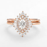 Moissanite Oval Cut Vintage Halo Bridal Ring Set For Bride