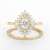 VVS1 Clarity Moissanite Oval Cut Filigree Vintage Halo Ring Set