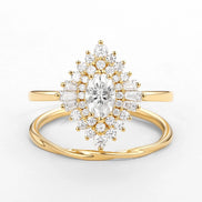 Moissanite Oval Cut Vintage Halo Bridal Ring Set For Bride