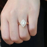 Moissanite Oval Cut Vintage Halo Bridal Ring Set For Bride