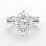 Oval Cut Vintage Halo Moissanite Wedding Ring Set For Her