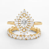 Oval Cut Vintage Halo Moissanite Wedding Ring Set For Her