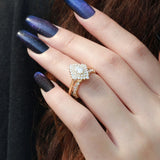 Oval Cut Vintage Halo Moissanite Wedding Ring Set For Her