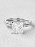 Princess Cut Hidden Halo Moissanite Ring Set For Her