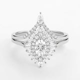 Floral Halo Oval Cut Moissanite Lab Created Wedding Ring Set