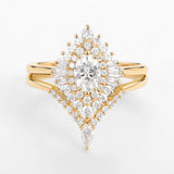 Floral Halo Oval Cut Moissanite Lab Created Wedding Ring Set