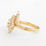 Floral Halo Oval Cut Moissanite Lab Created Wedding Ring Set
