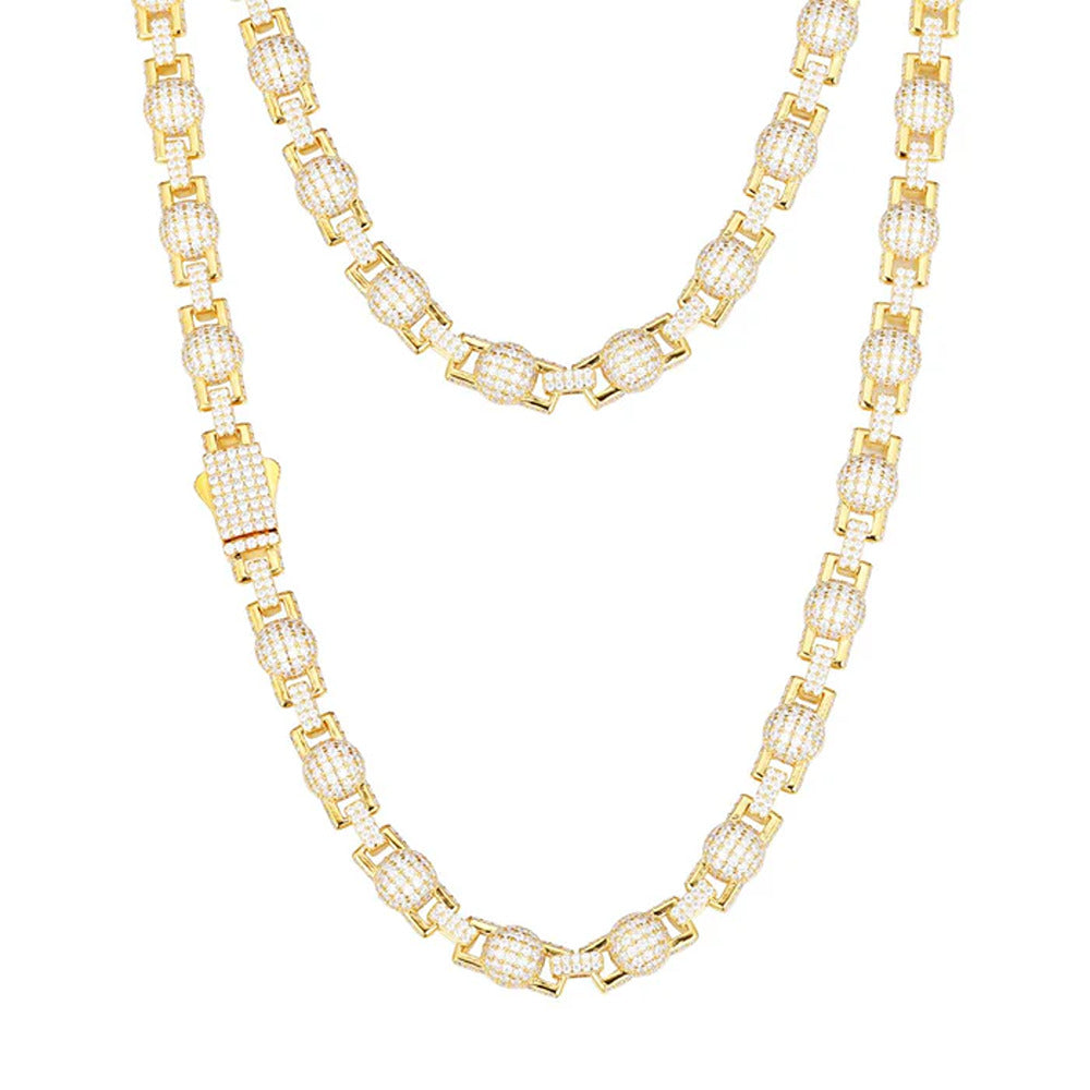 Moissante Diamond Ball Link Hip Hop Chain For Men's