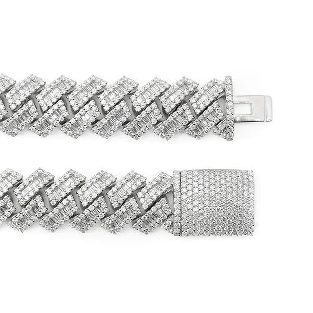 Moissanite Ice Out Round & Baguette 20MM Hip Hop Luxury Chain