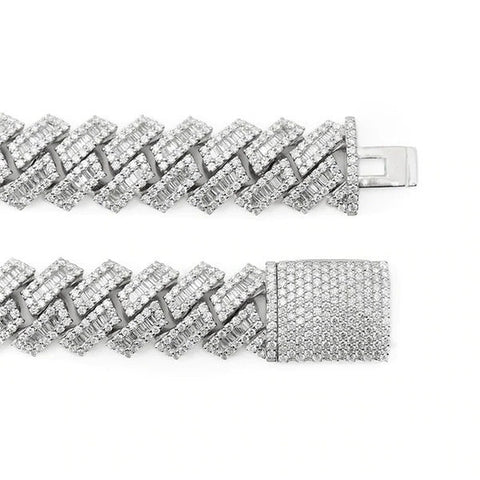 Moissanite Ice Out Round & Baguette 20MM Hip Hop Luxury Chain