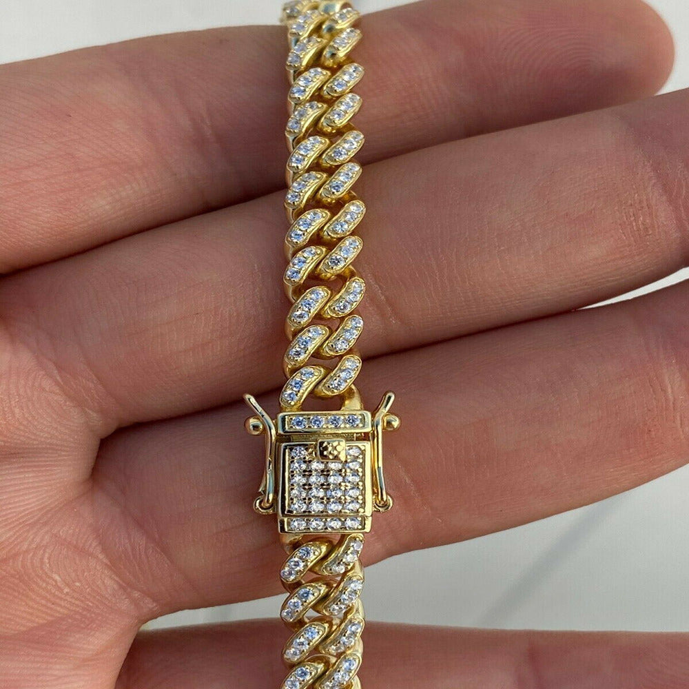 Yellow Gold Plated Moissanite Diamond Cuban Chain