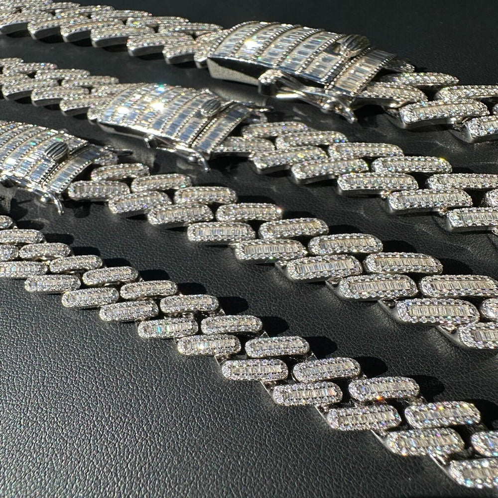 Colorless Moissanite Iced Out Cuba Link Chain