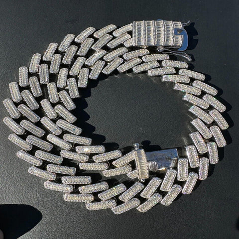 Colorless Moissanite Iced Out Cuba Link Chain