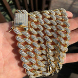 Yellow Gold Plated Custom Moissanite Cuban Chain For Men's