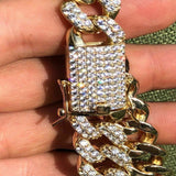 Yellow Gold Plated Custom Moissanite Cuban Chain For Men's