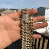 Yellow Gold Plated Custom Moissanite Cuban Chain For Men's