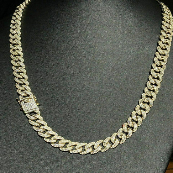Iced Out Moissnaite Diamond Cuban Chain For Men's