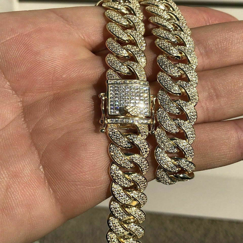 Iced Out Moissnaite Diamond Cuban Chain For Men's