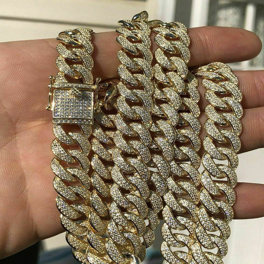 Iced Out Moissnaite Diamond Cuban Chain For Men's