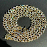 Yellow Plated Hand Crafted Moissnaite Cuban Link Diamond Chain