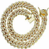 Yellow Plated Hand Crafted Moissnaite Cuban Link Diamond Chain