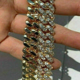Yellow Plated Hand Crafted Moissnaite Cuban Link Diamond Chain
