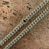Yellow Plated Hand Crafted Moissnaite Cuban Link Diamond Chain