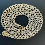 Yellow Plated Hand Crafted Moissnaite Cuban Link Diamond Chain