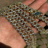 Yellow Plated Hand Crafted Moissnaite Cuban Link Diamond Chain