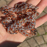 Round Cut Moissanite Rose Gold Plated Cuban Link Chain