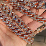 Round Cut Moissanite Rose Gold Plated Cuban Link Chain