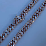 Round Cut Moissanite Rose Gold Plated Cuban Link Chain