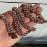 Round Cut Moissanite Rose Gold Plated Cuban Link Chain