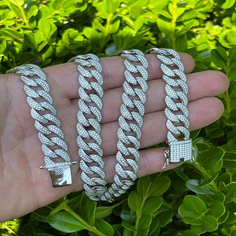 Iced Out Moissanite Cuban Chain For Men's