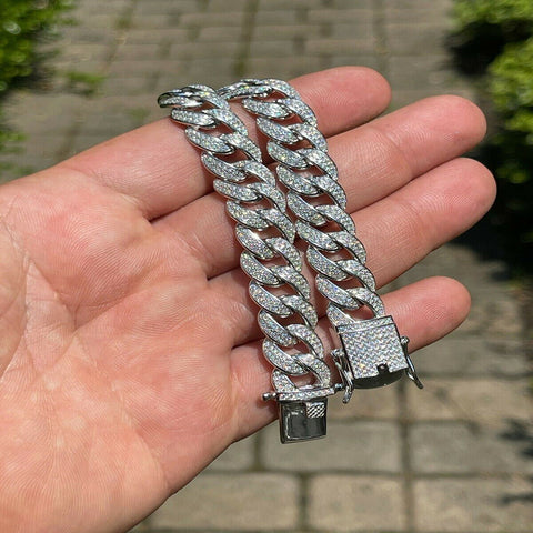 Iced Out Moissanite Cuban Chain For Men's