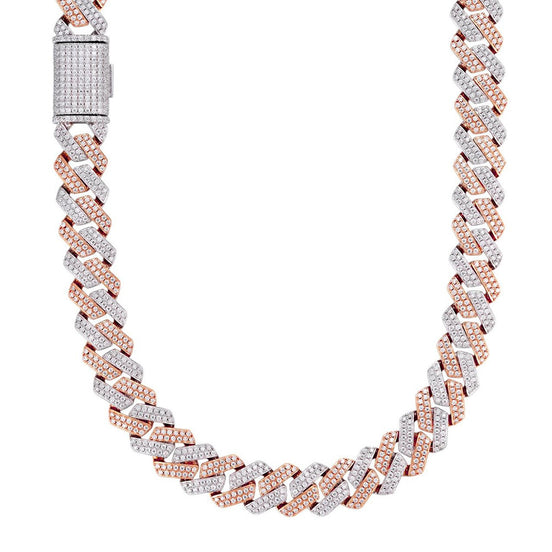 Dual Tone VVS1 Moissanite Diamond Cuban Link Chain